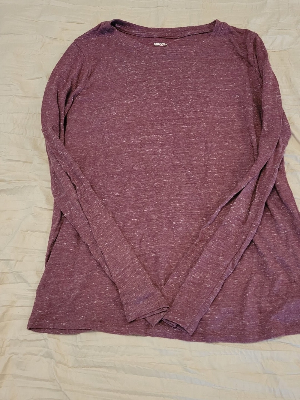 Sonoma Plum Heather Long-Sleeve Crew Neck Top
